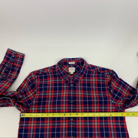 J. Crew Boy Fit Gingham Plaid Long Sleeve Button Down Shirt Blue Red Purple - Picture 12 of 13